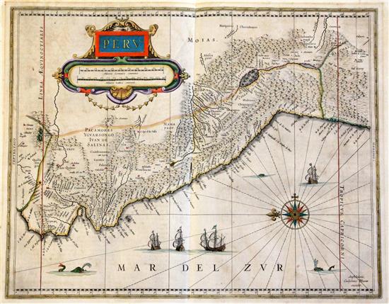 Willem Blaeu Map of Peru 38 x 48cm, unframed